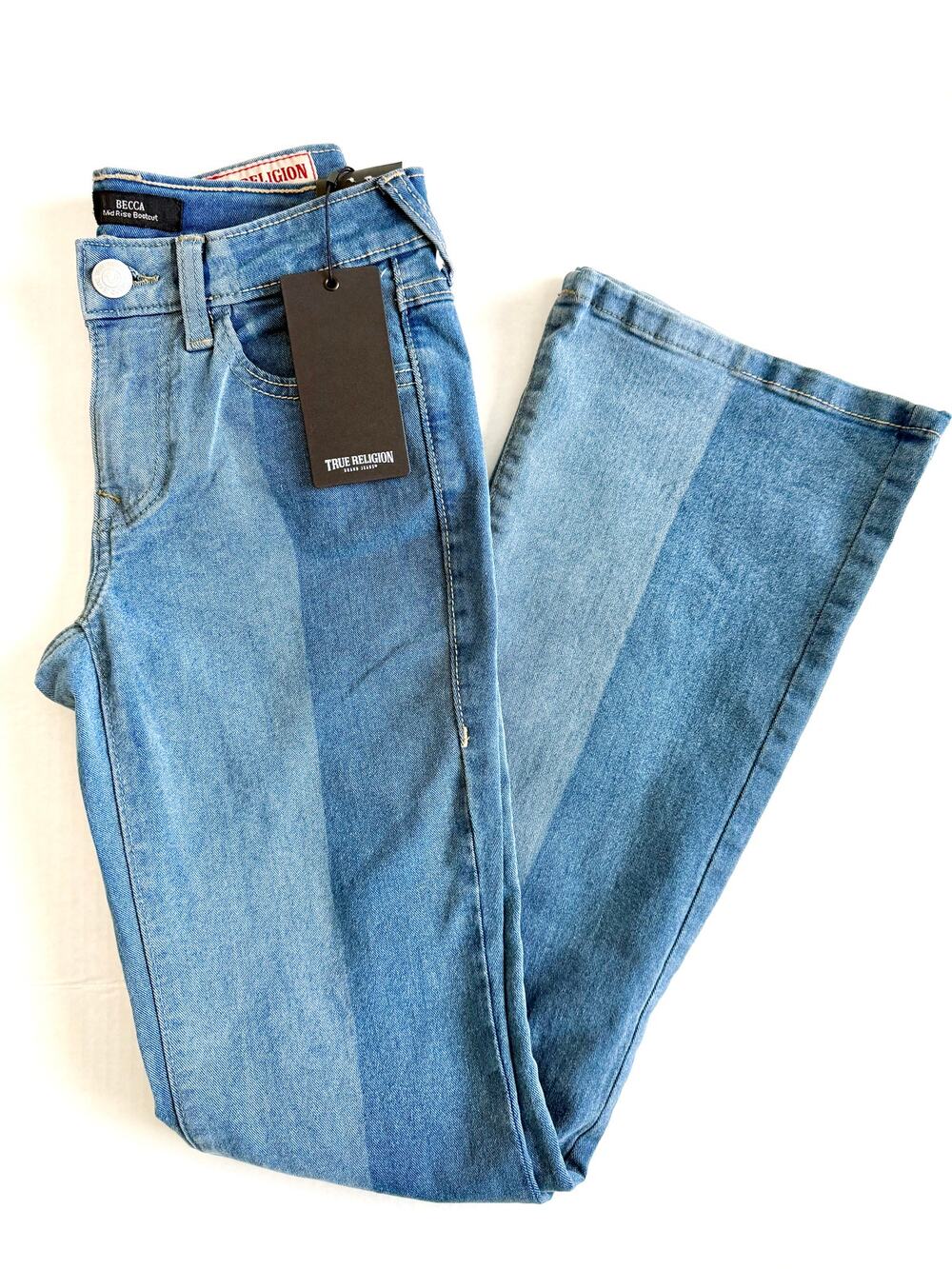 True Religion Two Tone Bootcut Becca Denim Jean Women's Size 24